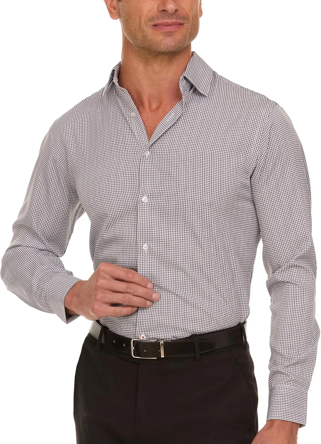 Nautica Slim Fit Mens Dress Shirts Long Sleeve Performance Polyester Fabric Wrinkle Free 4-Way Stretch