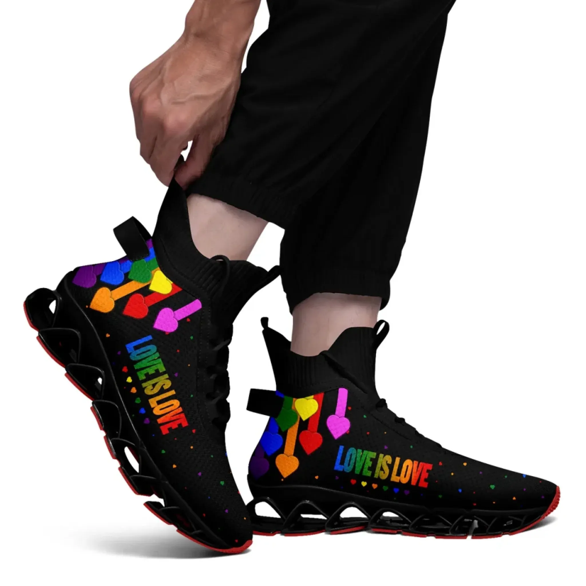 Personalized Pride Moon Sneakers, Custom Lunar Rainbow Shoes, Unisex Walking Shoes