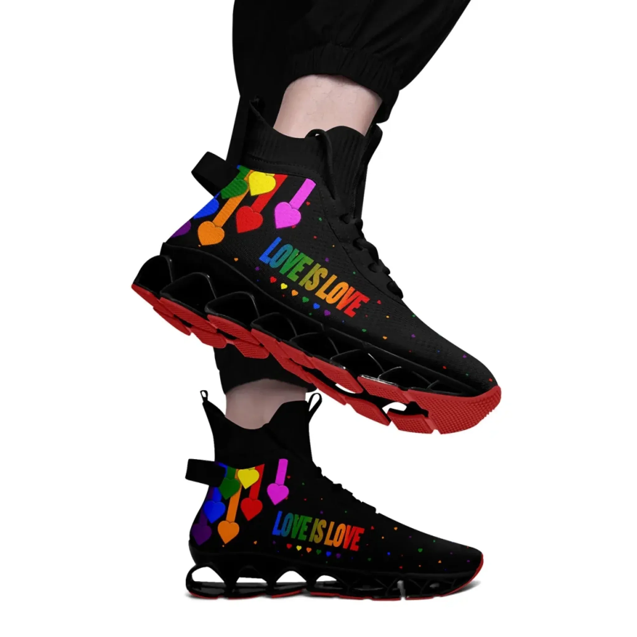 Personalized Pride Moon Sneakers, Custom Lunar Rainbow Shoes, Unisex Walking Shoes