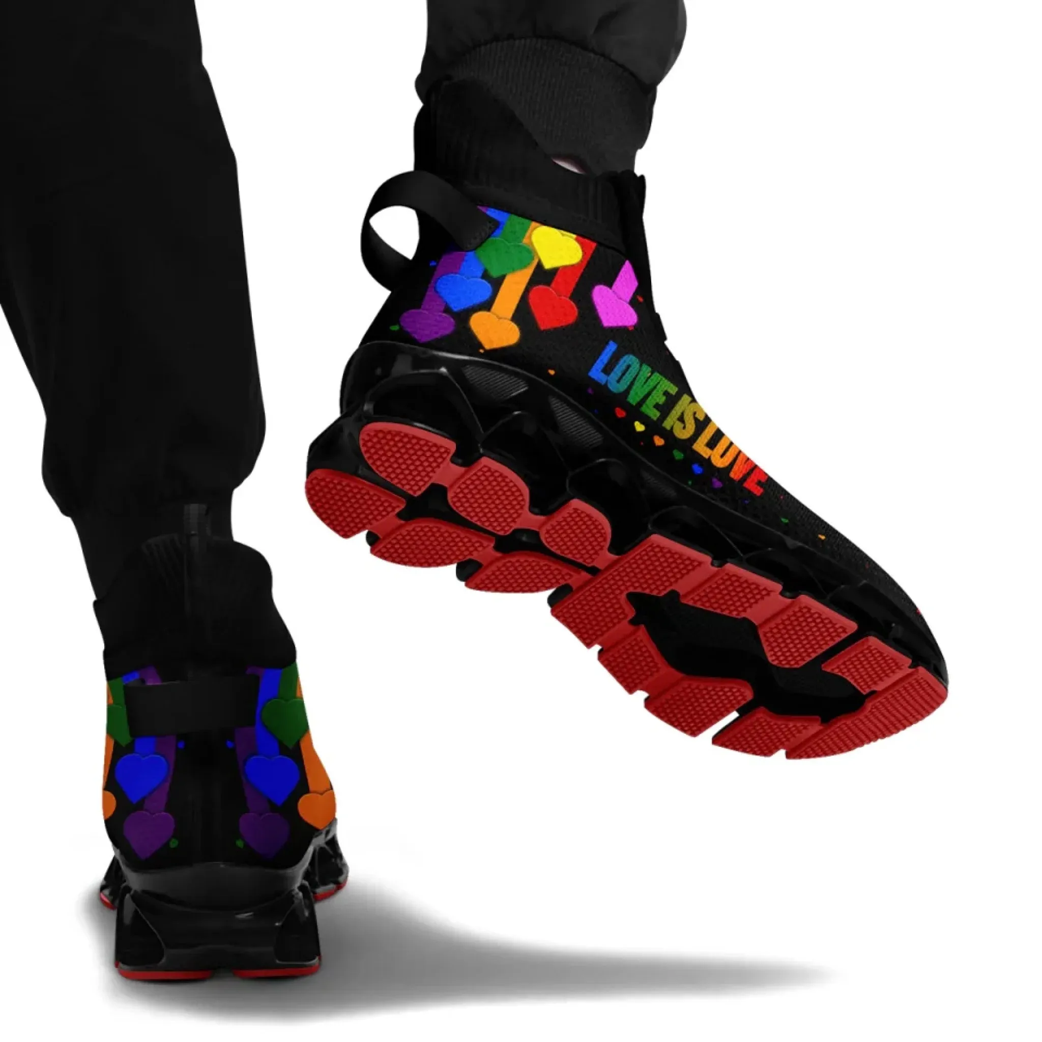Personalized Pride Moon Sneakers, Custom Lunar Rainbow Shoes, Unisex Walking Shoes