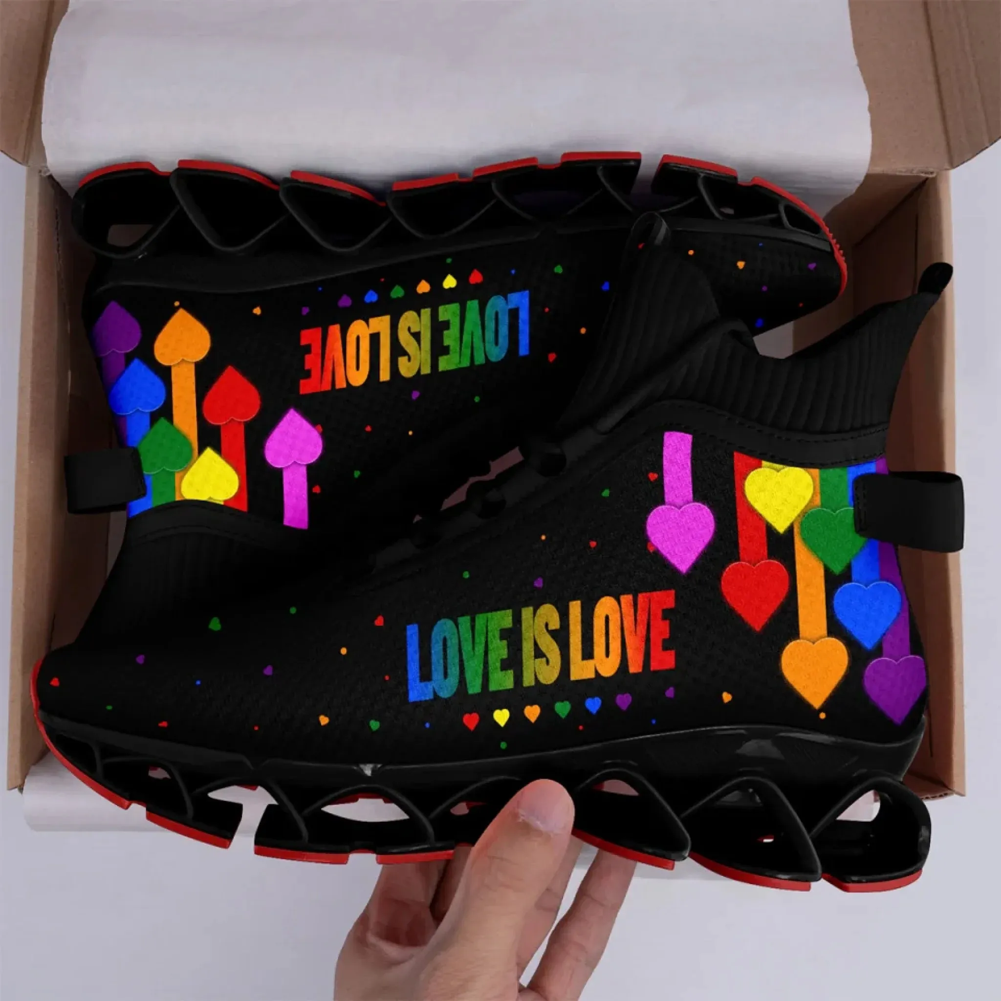 Personalized Pride Moon Sneakers, Custom Lunar Rainbow Shoes, Unisex Walking Shoes