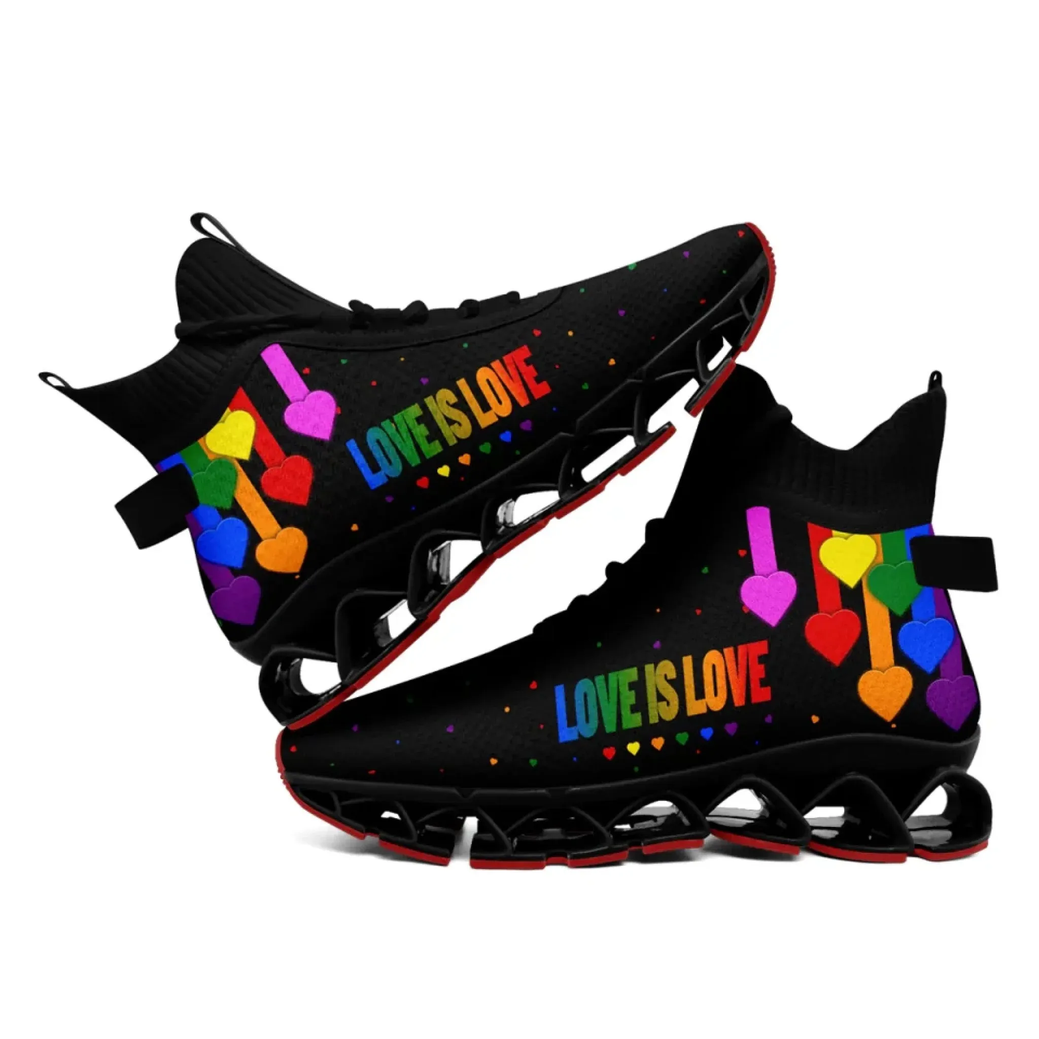 Personalized Pride Moon Sneakers, Custom Lunar Rainbow Shoes, Unisex Walking Shoes