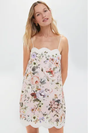 Pink Floral Acacia Scallop Mini Dress