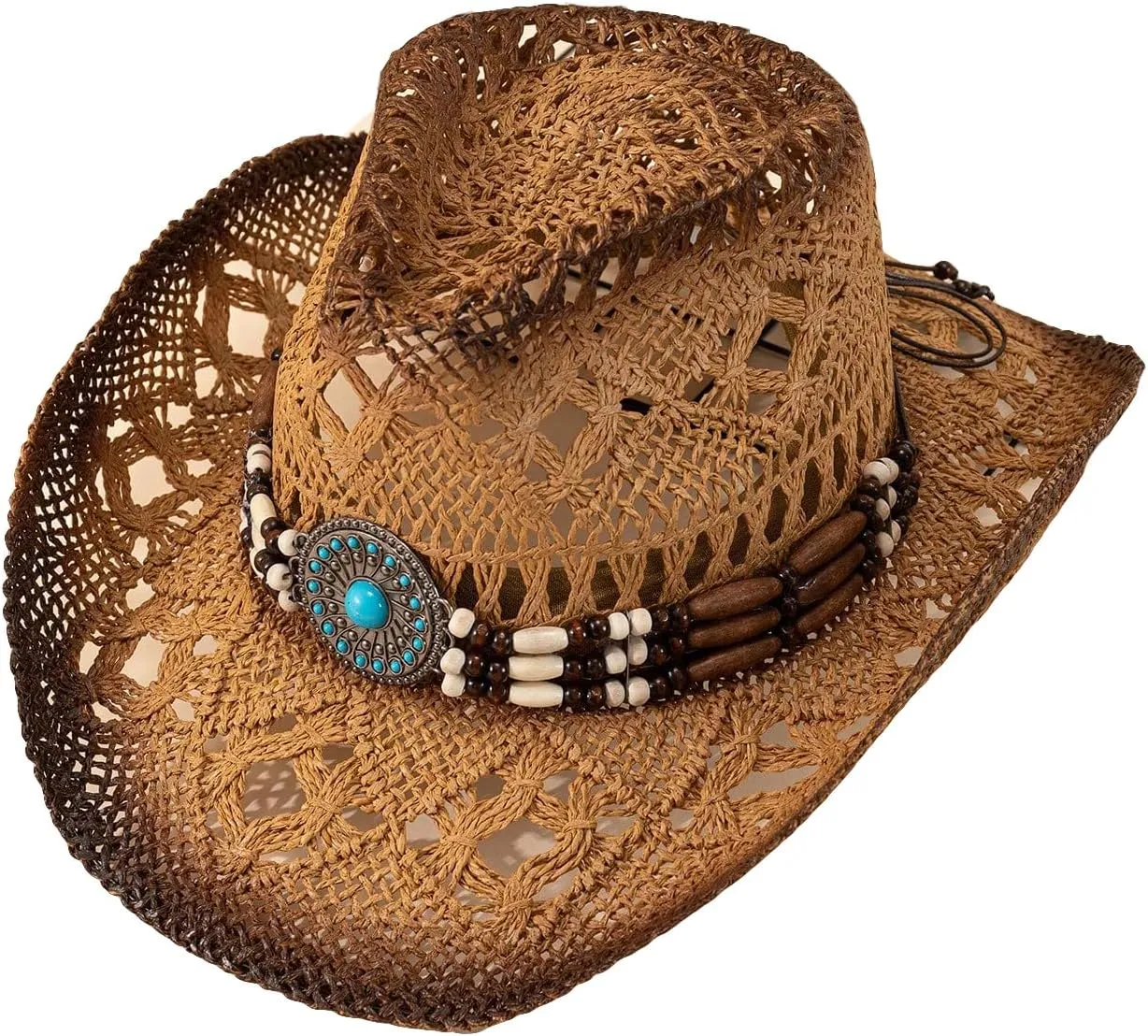 QWINEE Western Straw Cowboy Hat Cowgirl Hats Hollow Out Summer Beach Sun Hat for Women Men