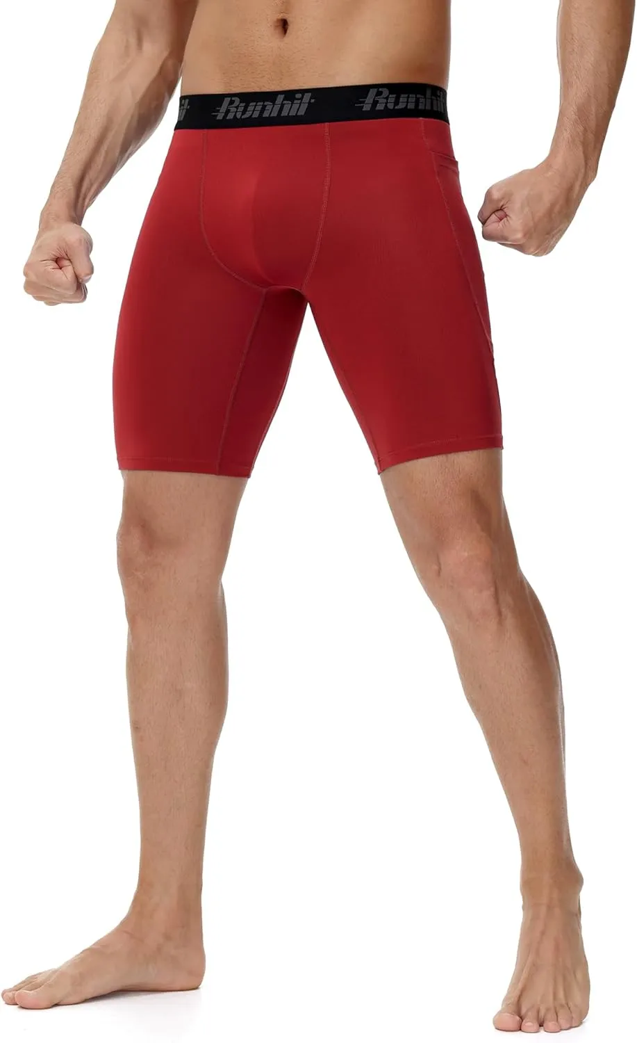Runhit Men's Compression Shorts with Pockets ?C 9" Performance Athletic Shorts for Workouts Sports Running Spandex Underwear