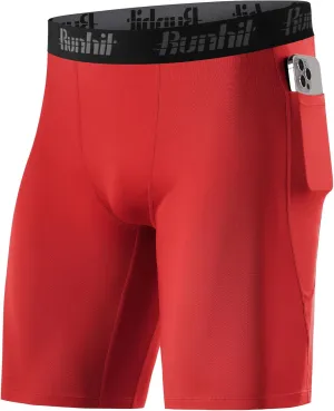Runhit Men's Compression Shorts with Pockets ?C 9" Performance Athletic Shorts for Workouts Sports Running Spandex Underwear