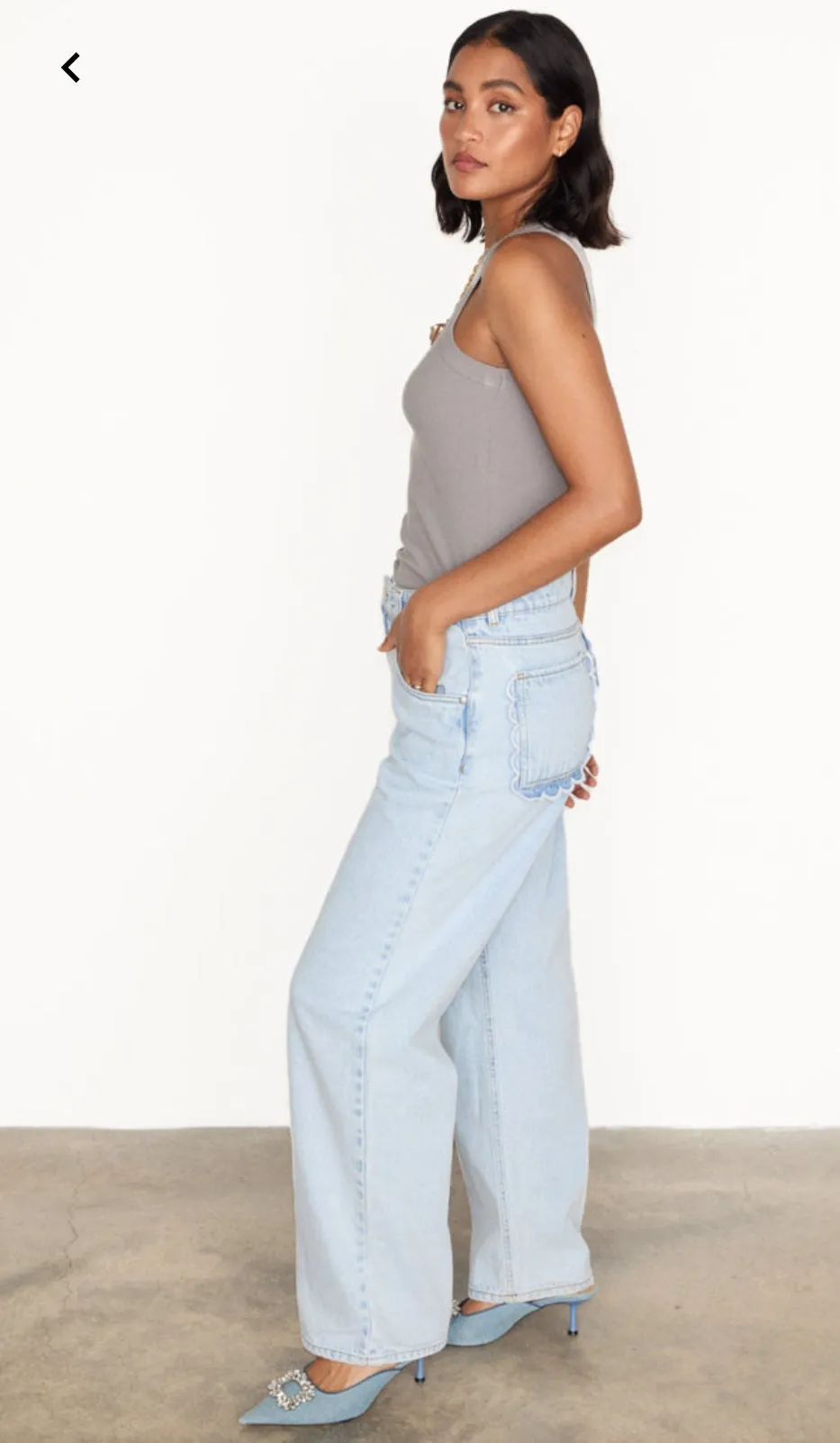 Scallop Detail Straight Leg Jeans
