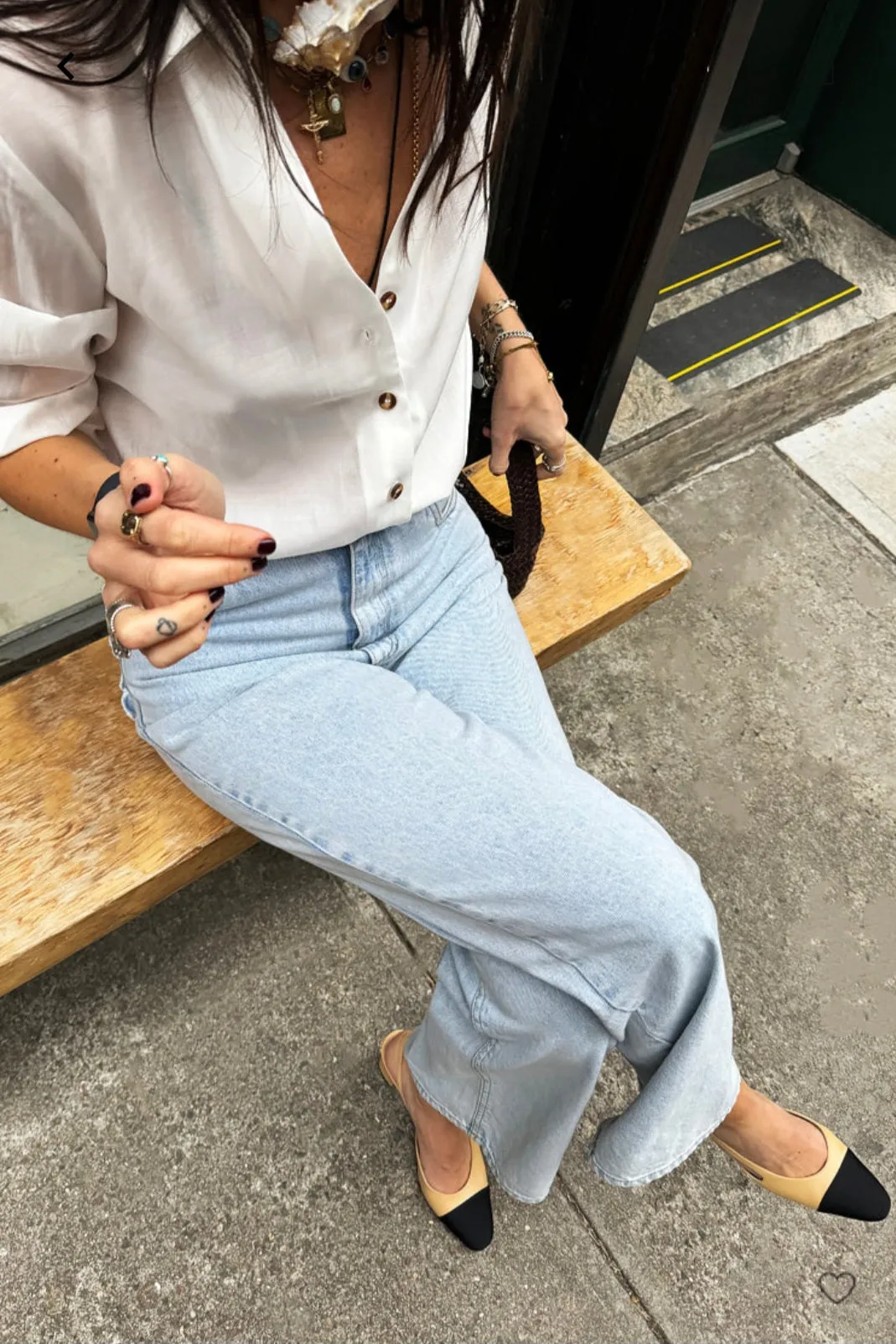 Scallop Detail Straight Leg Jeans