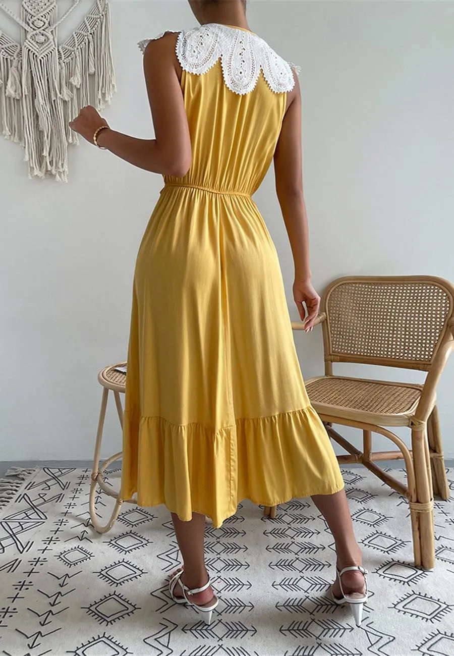 Tie Neck Scallop Lace Dress