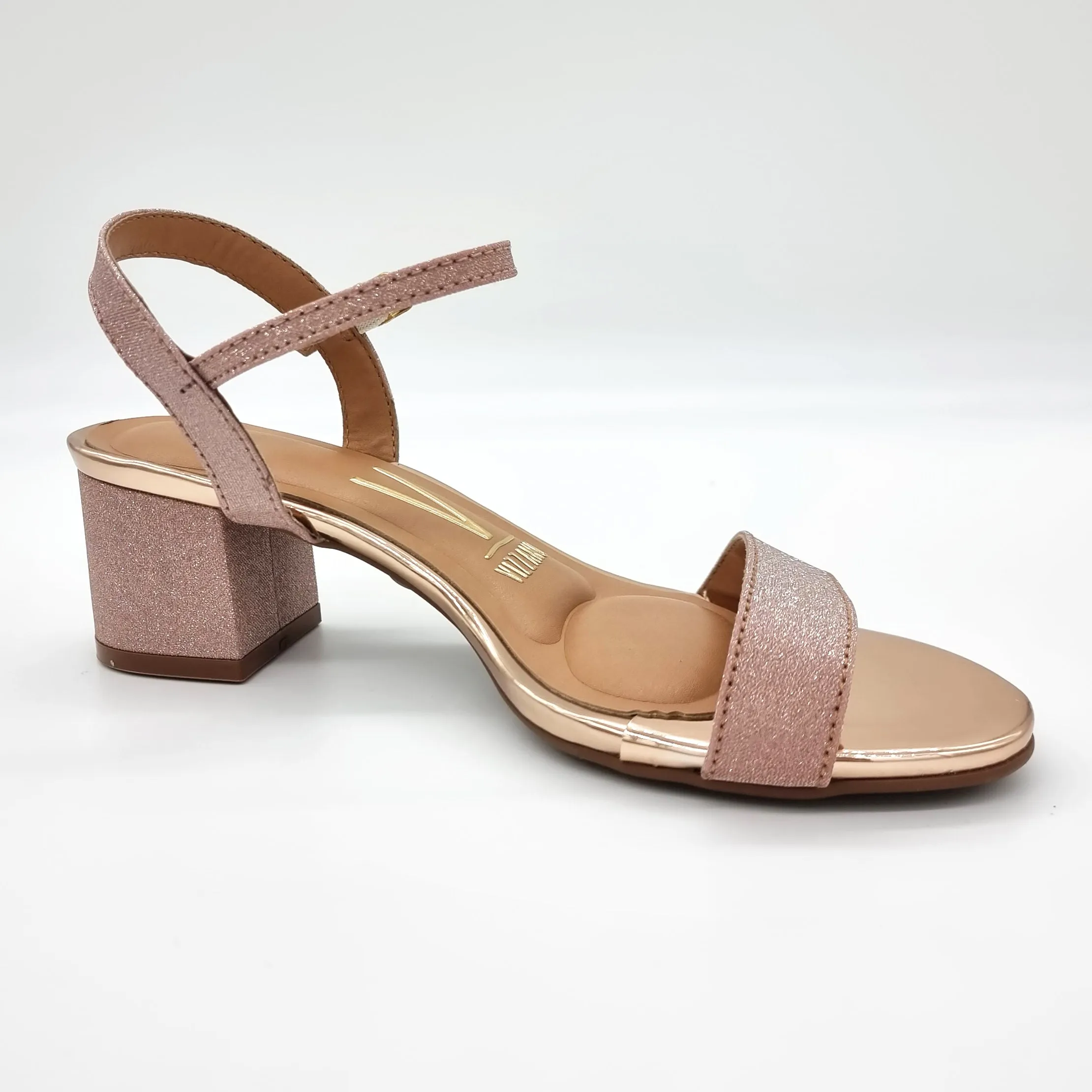 Vizzano 6291-900 Low Heel Sandal in Rose Gold Shine