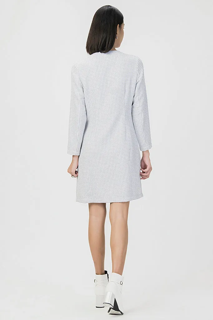Winter Plaid Tweed Dress Blue