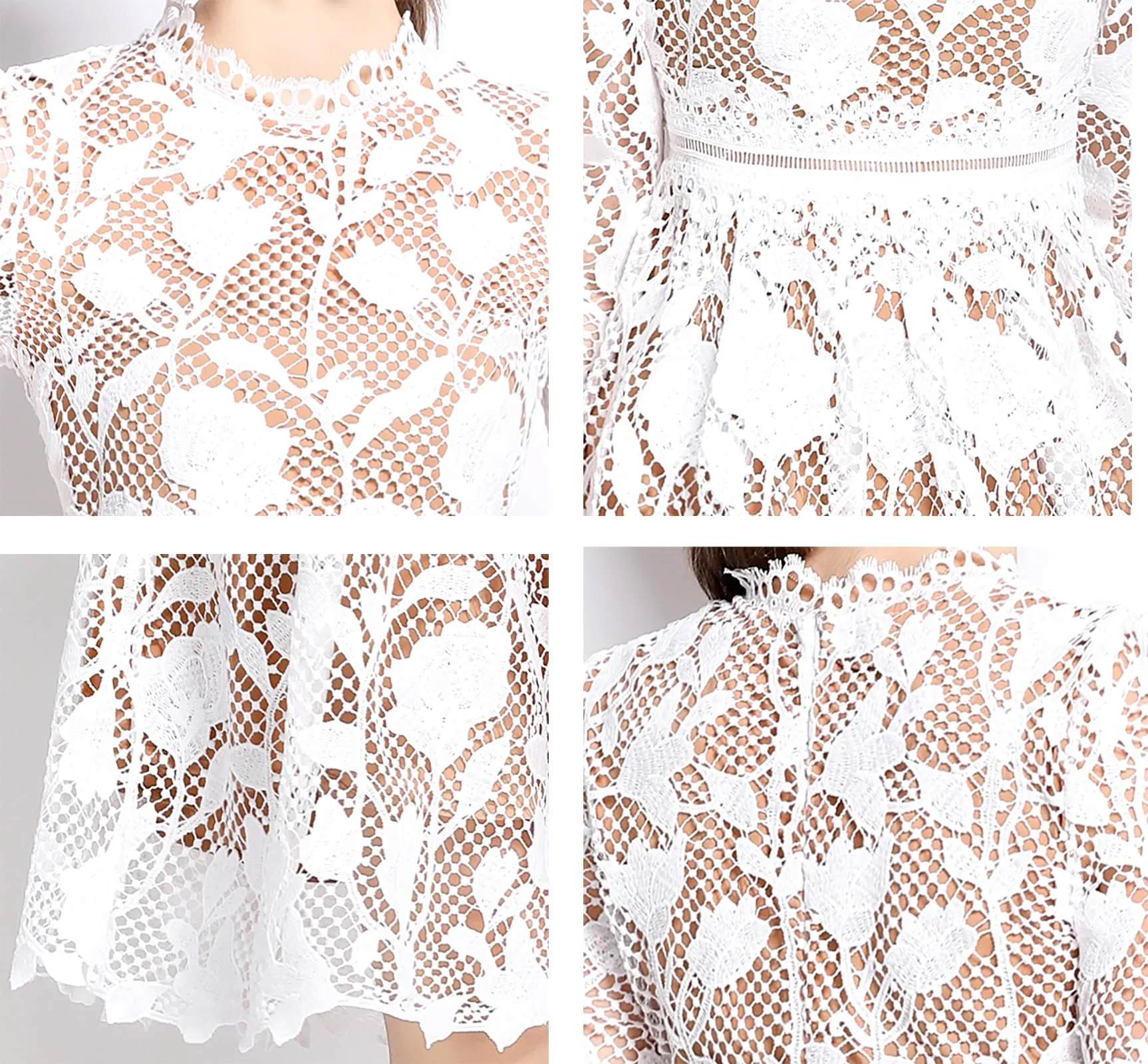 Womens Lace Floral Elegant Midi Dress
