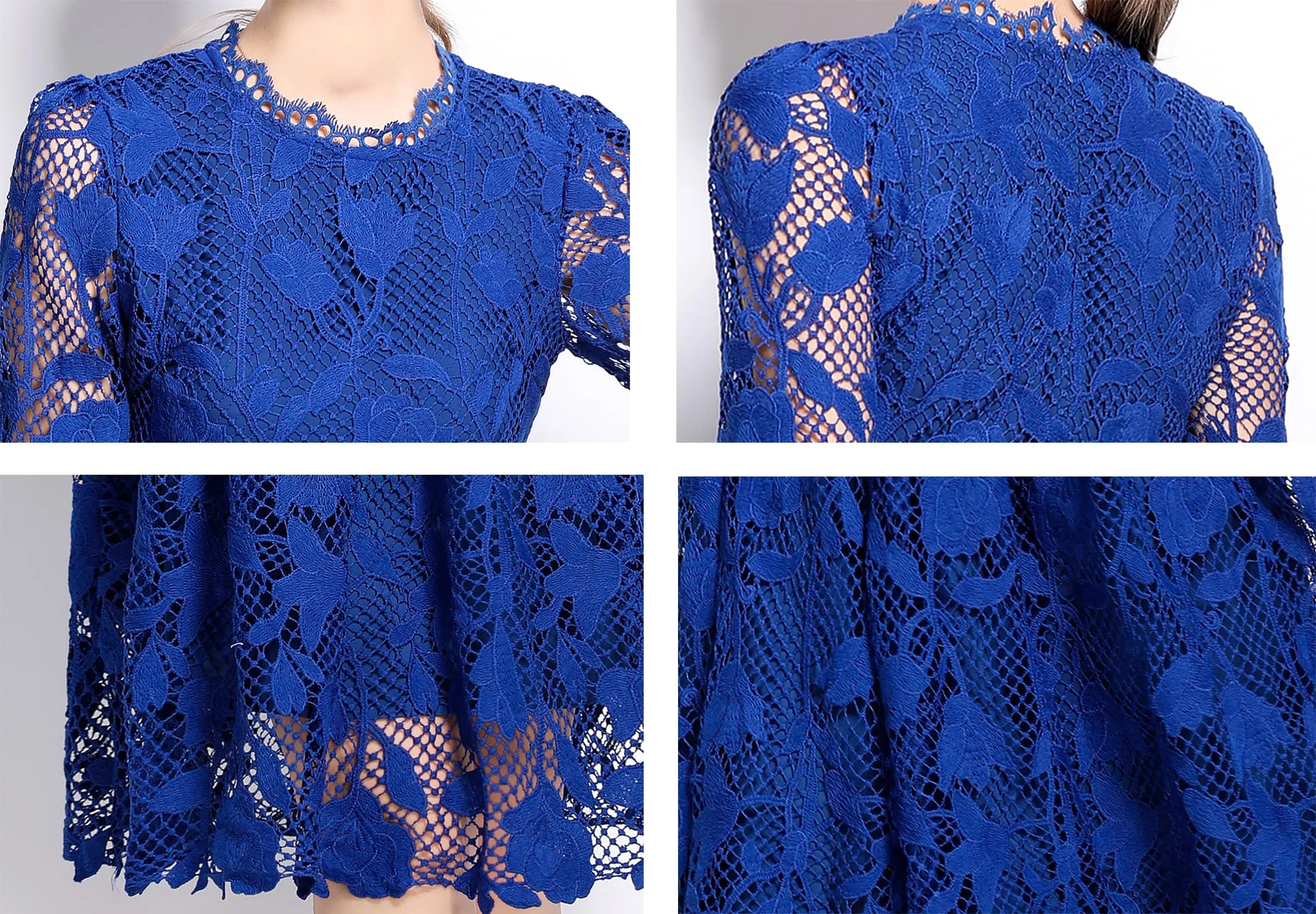 Womens Lace Floral Elegant Midi Dress